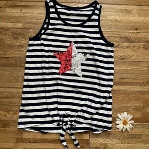 Children's Place‎ Striped Tank Top With Sequin Star Size 10/12